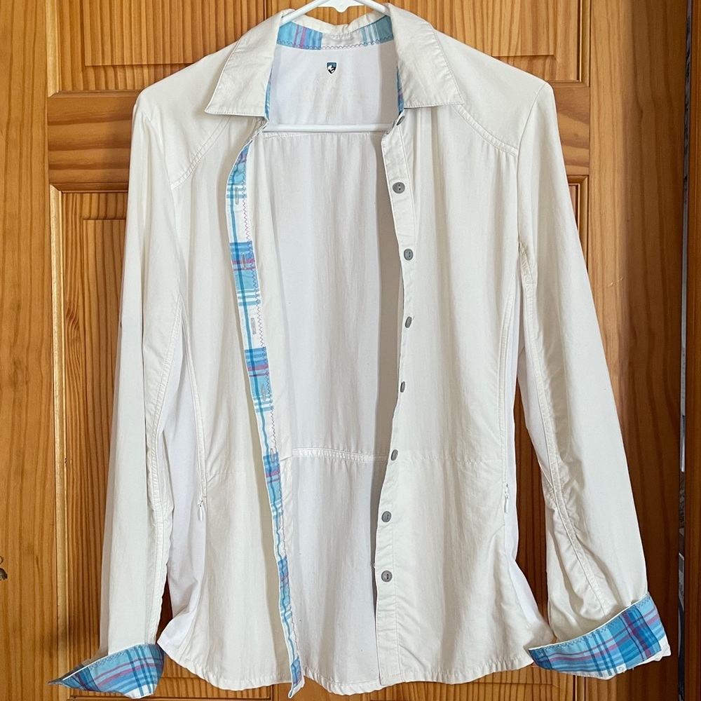 Women’s KUHL White Button-Up Shirt, Medium